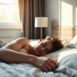 Adulte dormant paisiblement dans une chambre moderne bien rangée