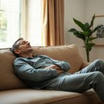 Adulte faisant une courte sieste sur un canapé confortable